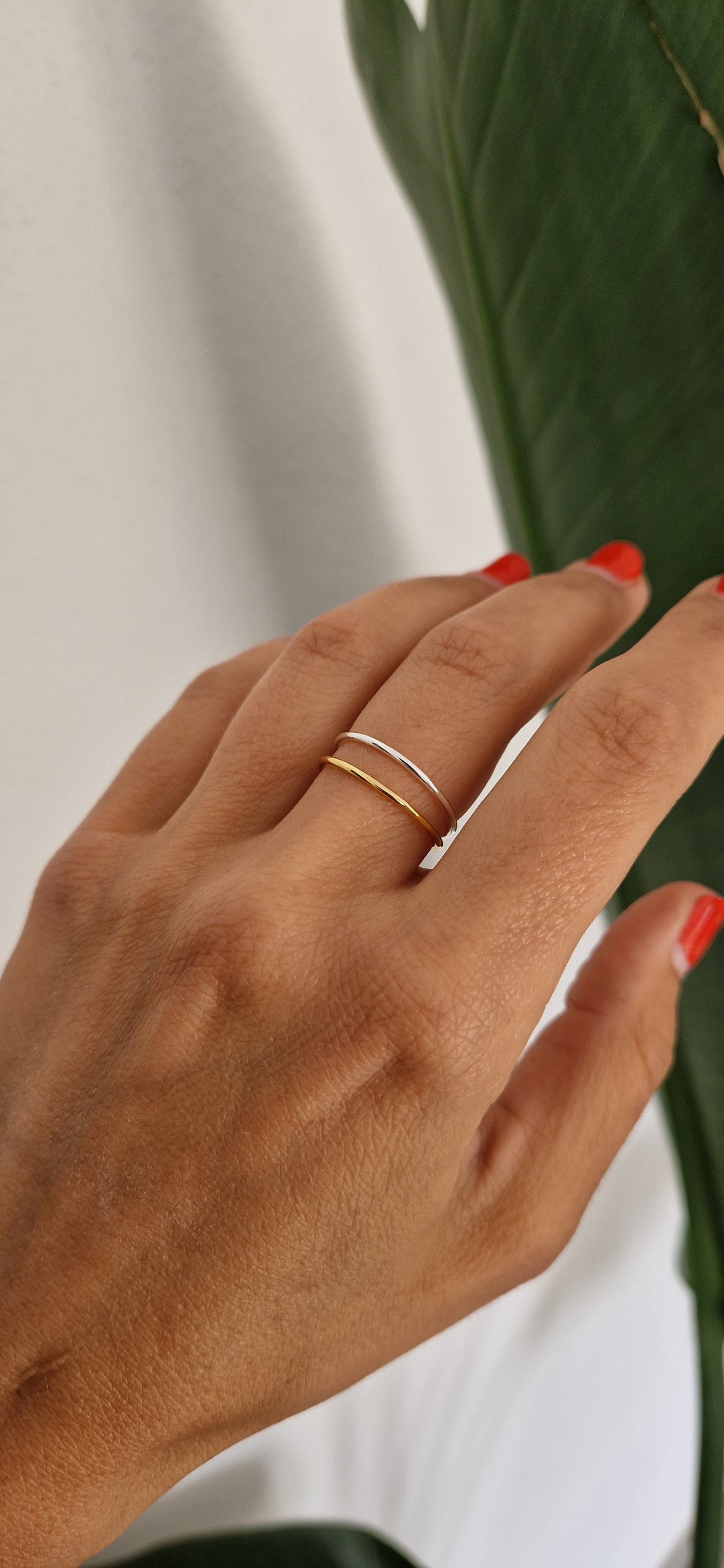 Basic Stacking Ring 925 Si. 14K verg.