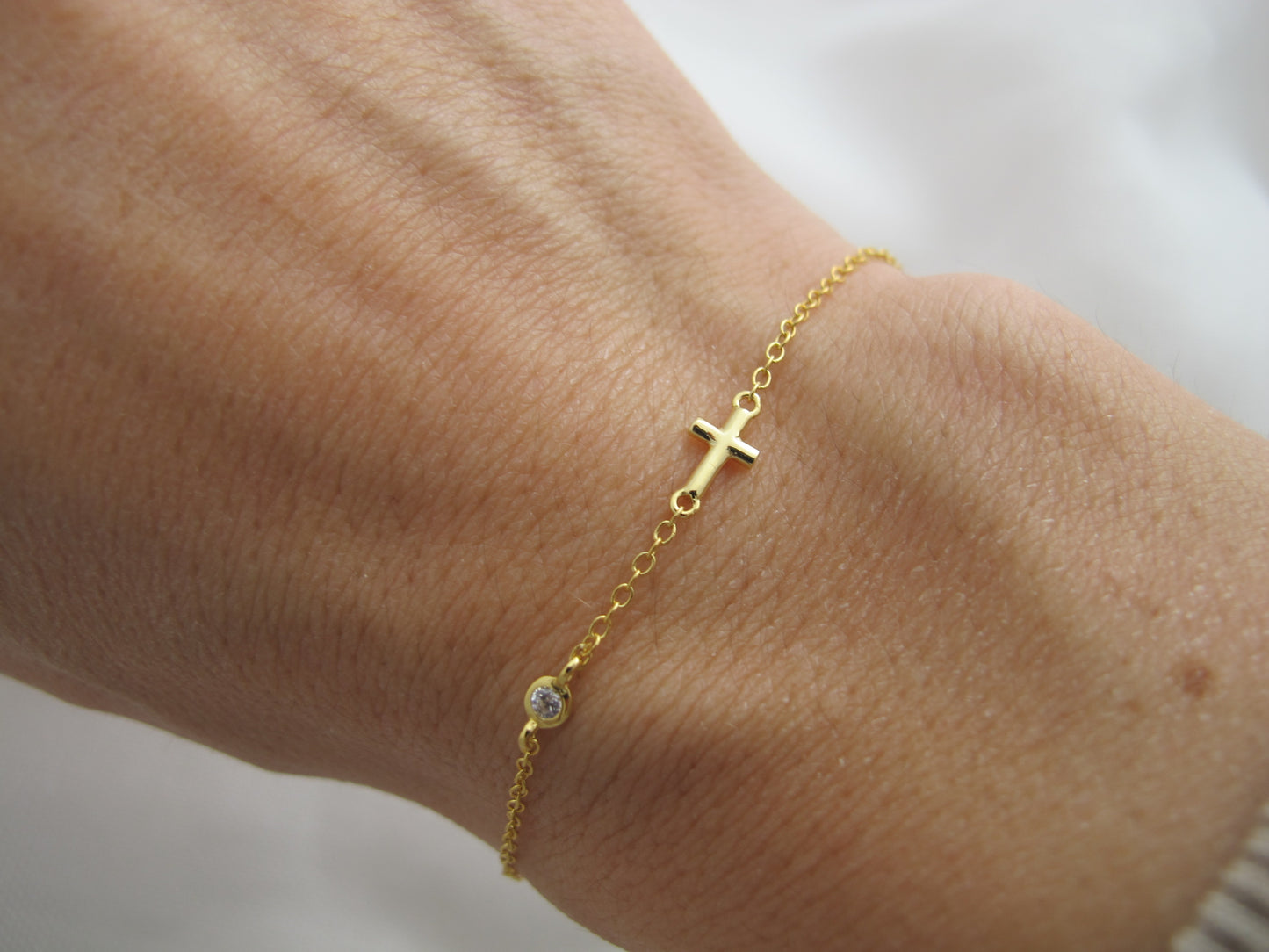 Armkettchen Kreuz & Zirkonia 925 Si.vg.