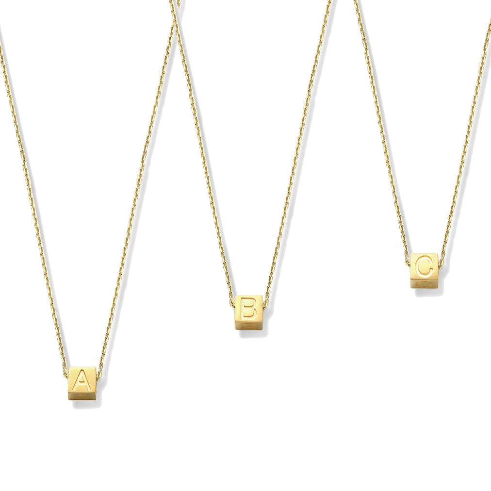 585er Gelbgold Kette mit Würfel und Initialen