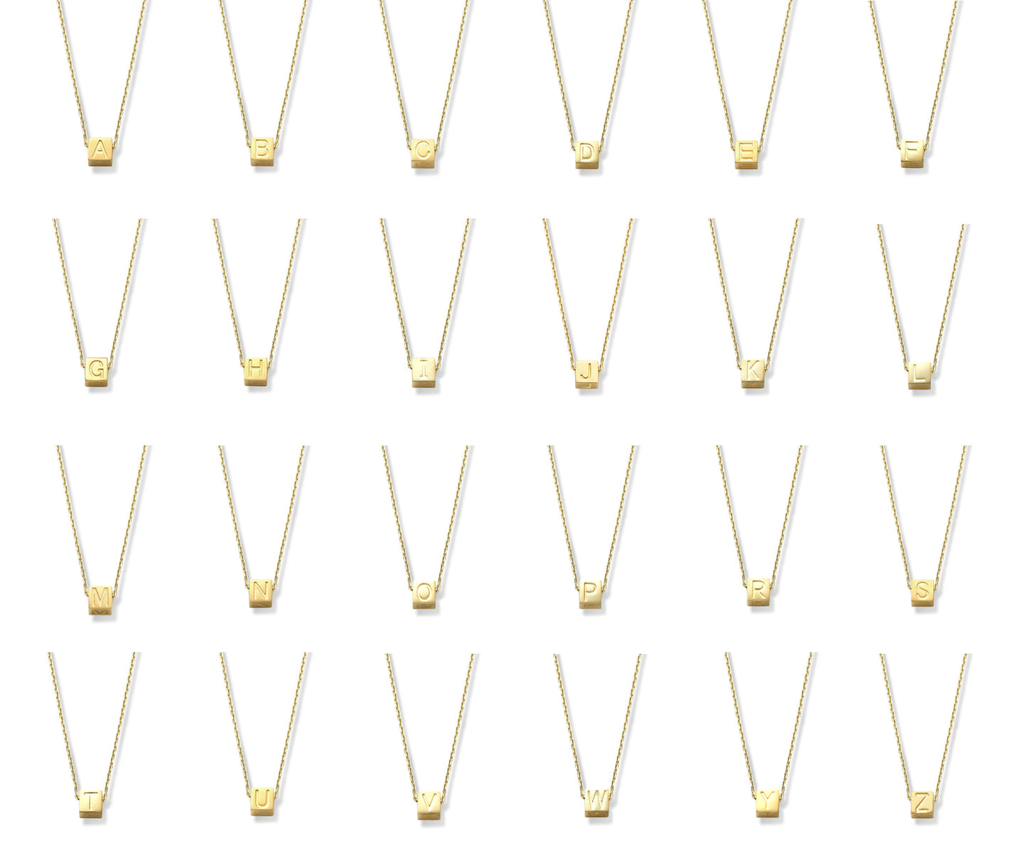585er Gelbgold Kette mit Würfel und Initialen