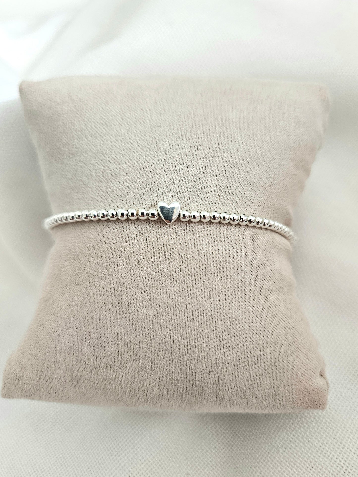 Kugelarmband Heart 925er Silber | Armband elastisch | Armband mit Herzperle