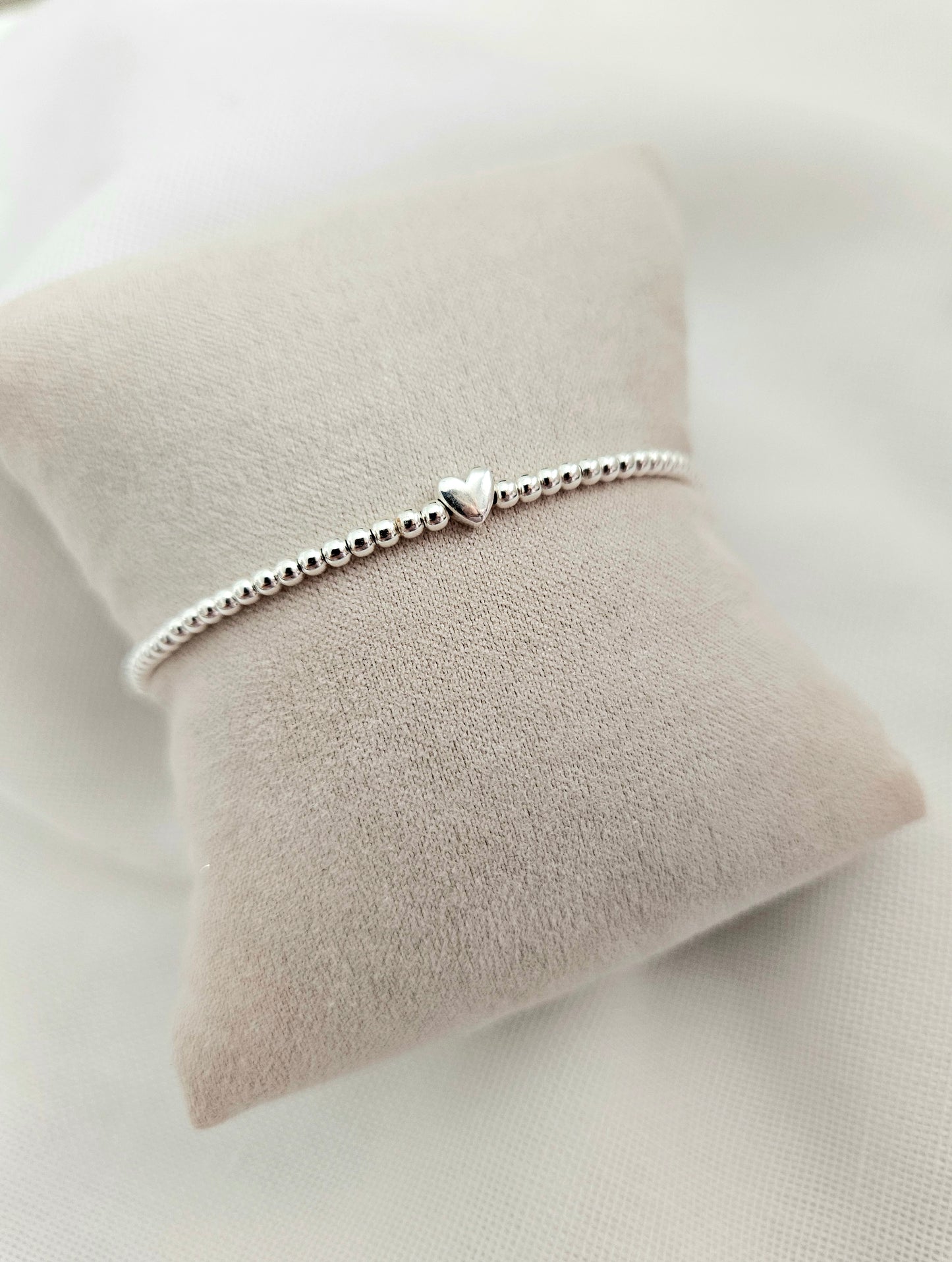 Kugelarmband Heart 925er Silber | Armband elastisch | Armband mit Herzperle