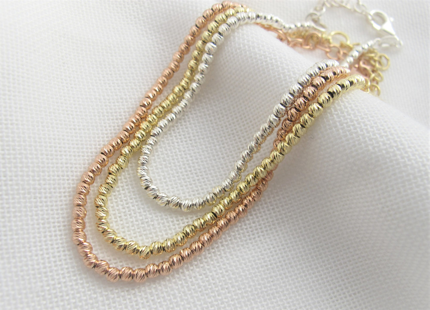 Facettiertes Armkettchen Shine 925 Silber / vergoldet / roséverg.