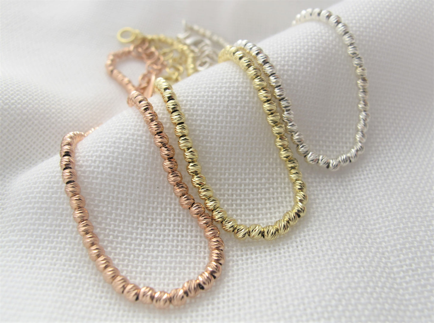 Facettiertes Armkettchen Shine 925 Silber / vergoldet / roséverg.