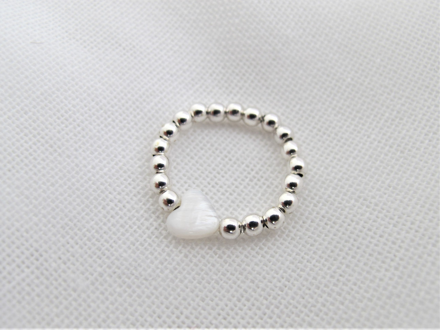 Kugel Flexring Perlmuttherz 925 Silber