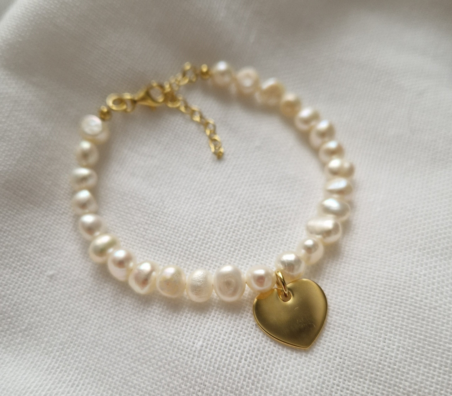 Süßwasserperlenarmband Big Heart