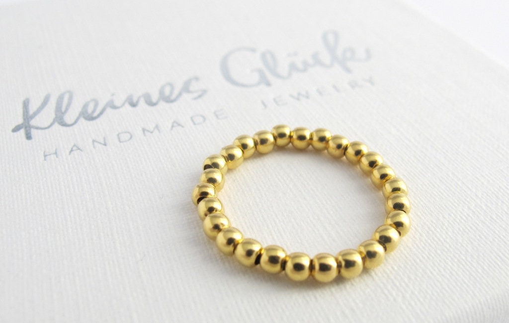 Kugelring Stapelring mini 925 Si. vergoldet | Ring elastisch | goldener Ring