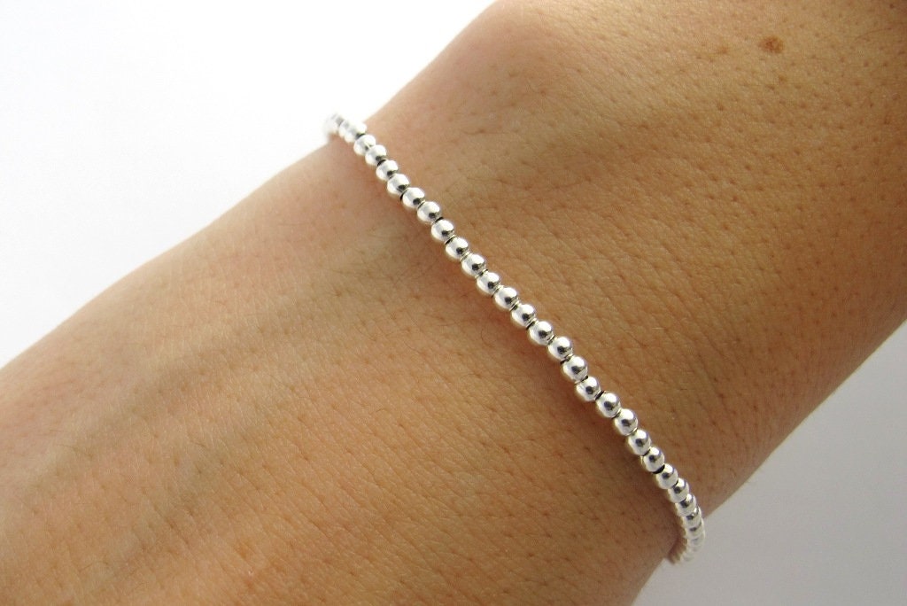 Kugelarmband 925 Sterling Silber 2,5mm | elastisches Kugelarmband | Silberarmband