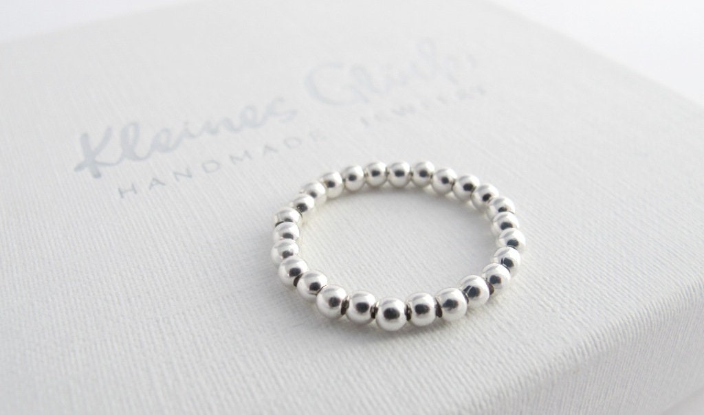 Kugelring mini 925er Silber | Stapelring | Ring elastisch