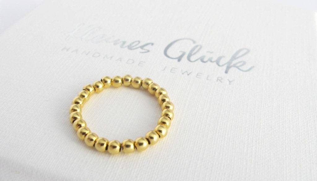 Kugelring Stapelring mini 925 Si. vergoldet | Ring elastisch | goldener Ring