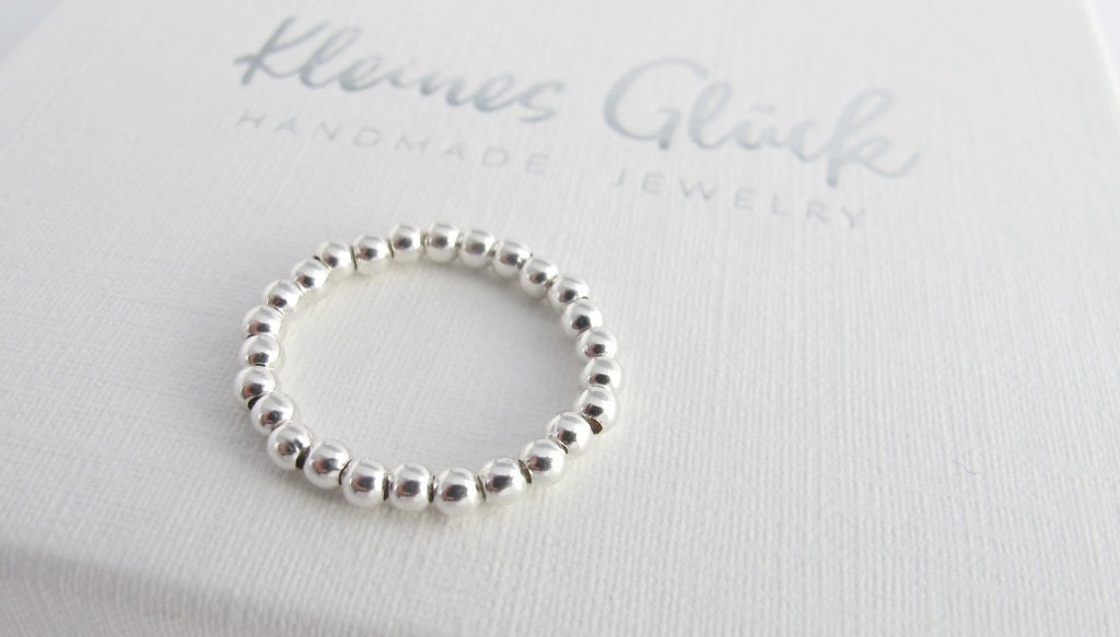 Kugelring mini 925er Silber | Stapelring | Ring elastisch