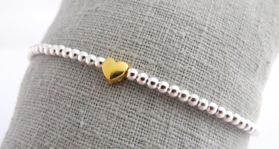 Kugelarmband Golden Heart 925 Silber