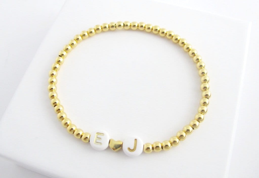 Kugelarmband Initialen & Herz 925 Si. vg. | individualisierbar