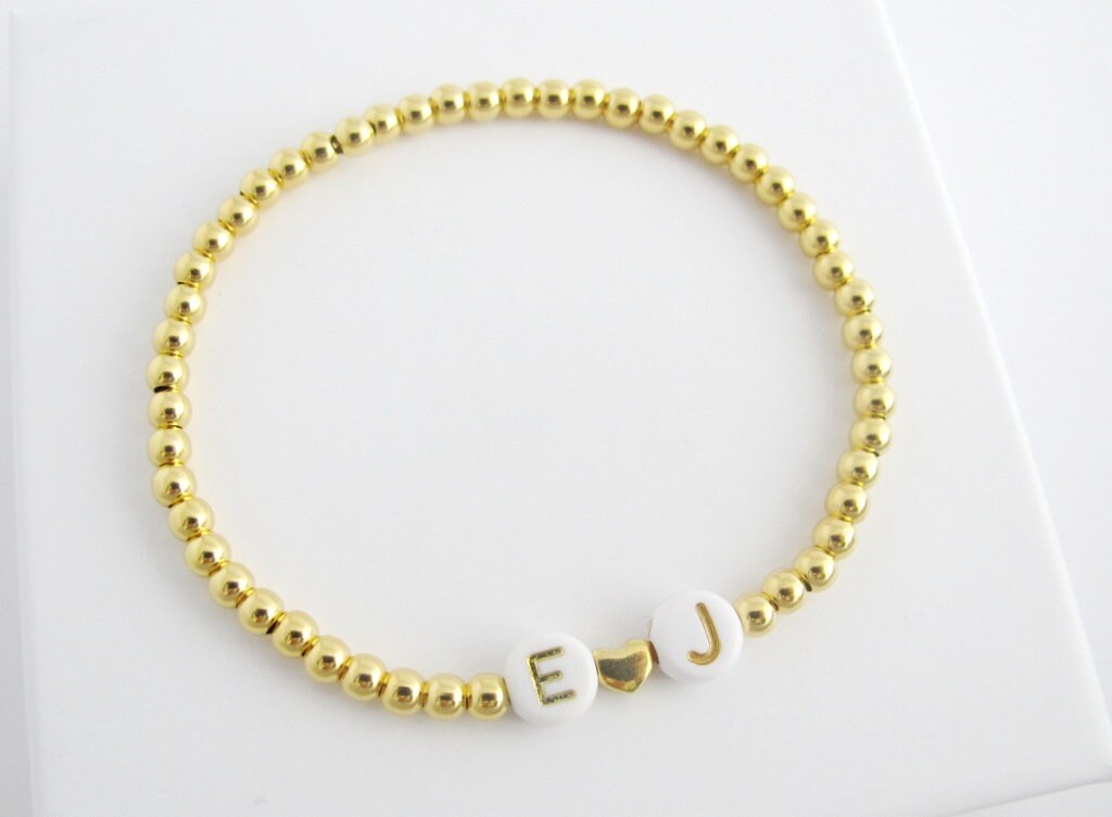 Kugelarmband Initialen & Herz 925 Si. vg. | individualisierbar