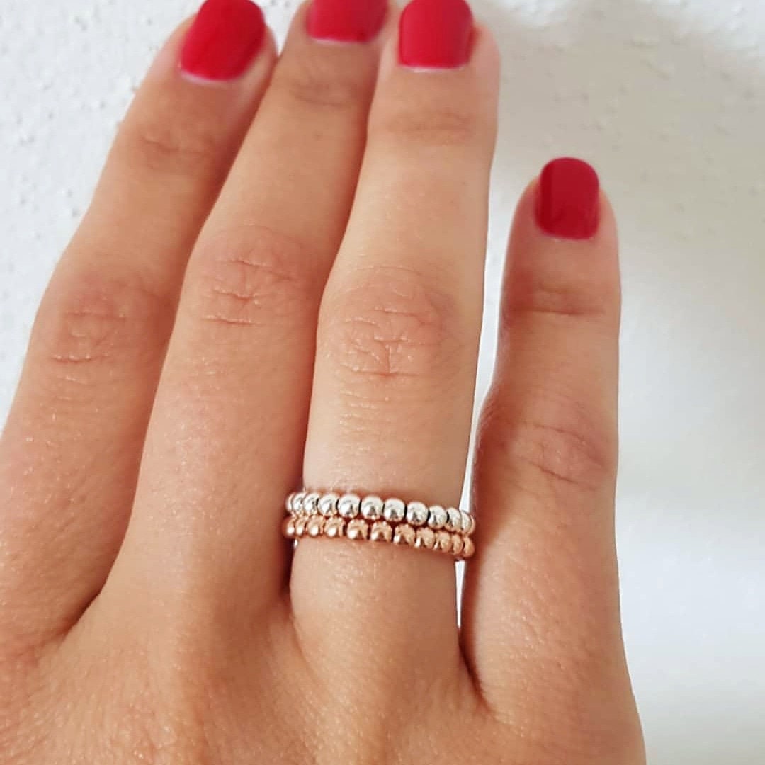 Kugelring Stapelring mini 925 Si. vergoldet | Ring elastisch | goldener Ring