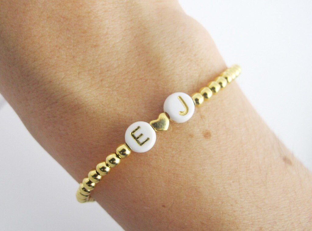 Kugelarmband Initialen & Herz 925 Si. vg. | individualisierbar