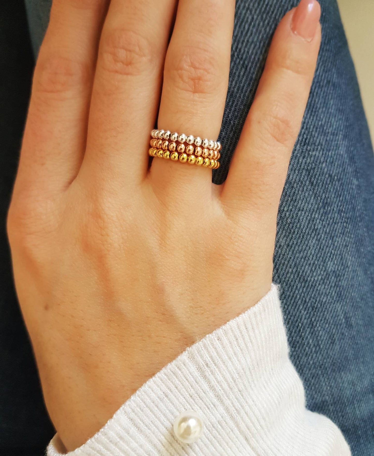 Kugelring Stapelring mini 925 Si. rosévergoldet