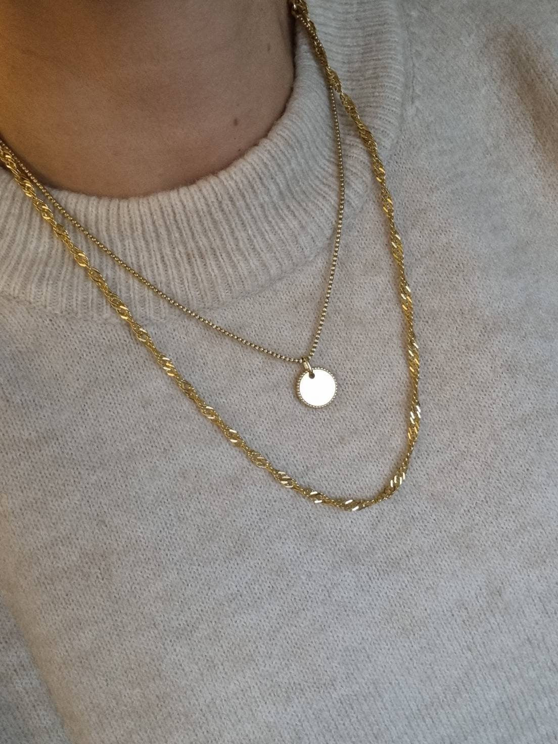 Kette Izzy 925 Si. vergoldet | Feine Kette mit Plättchen Plakette | personalisierbar