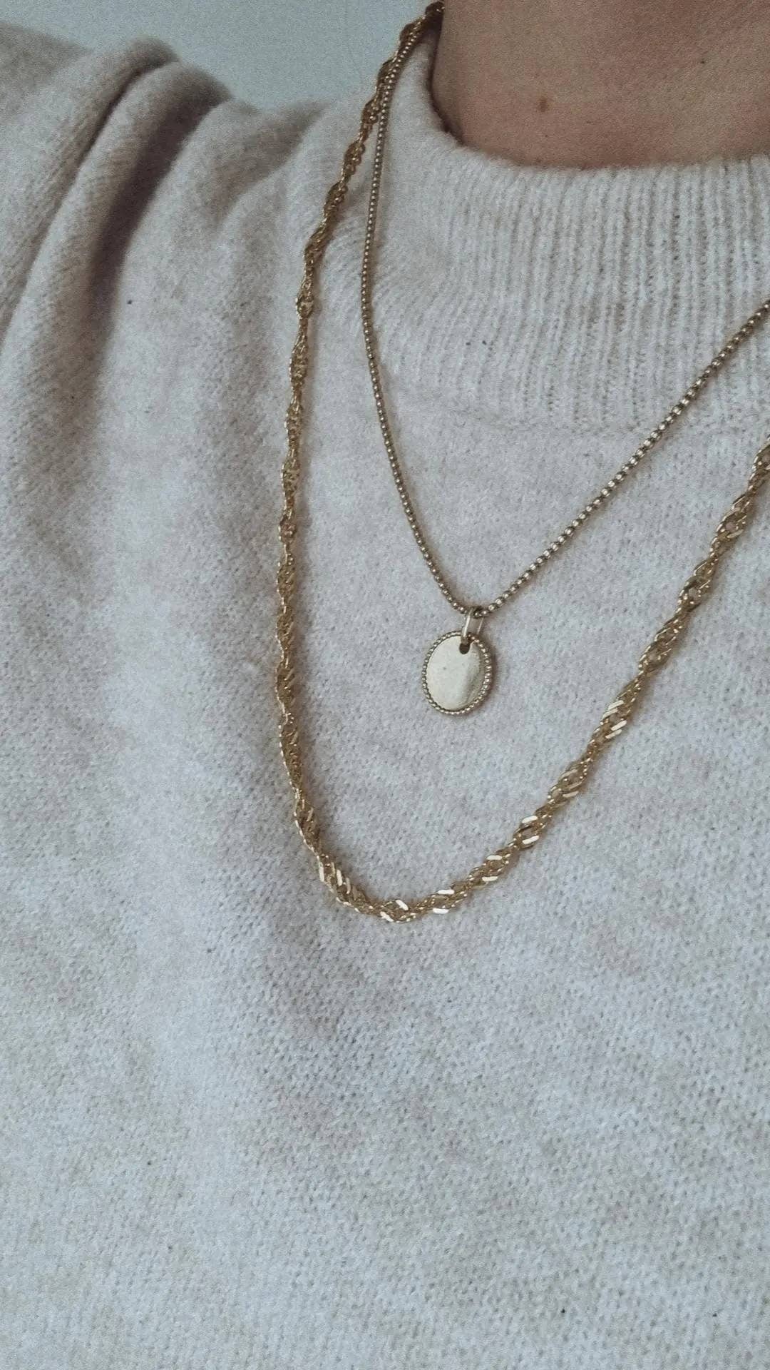 Kette Izzy 925 Si. vergoldet | Feine Kette mit Plättchen Plakette | personalisierbar