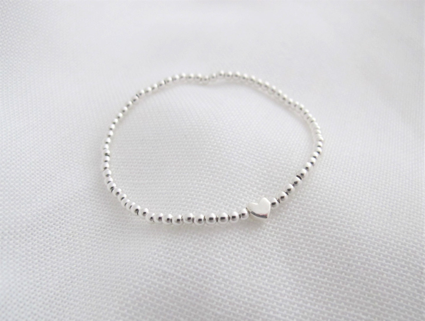 Kugelarmband Heart 925er Silber | Armband elastisch | Armband mit Herzperle