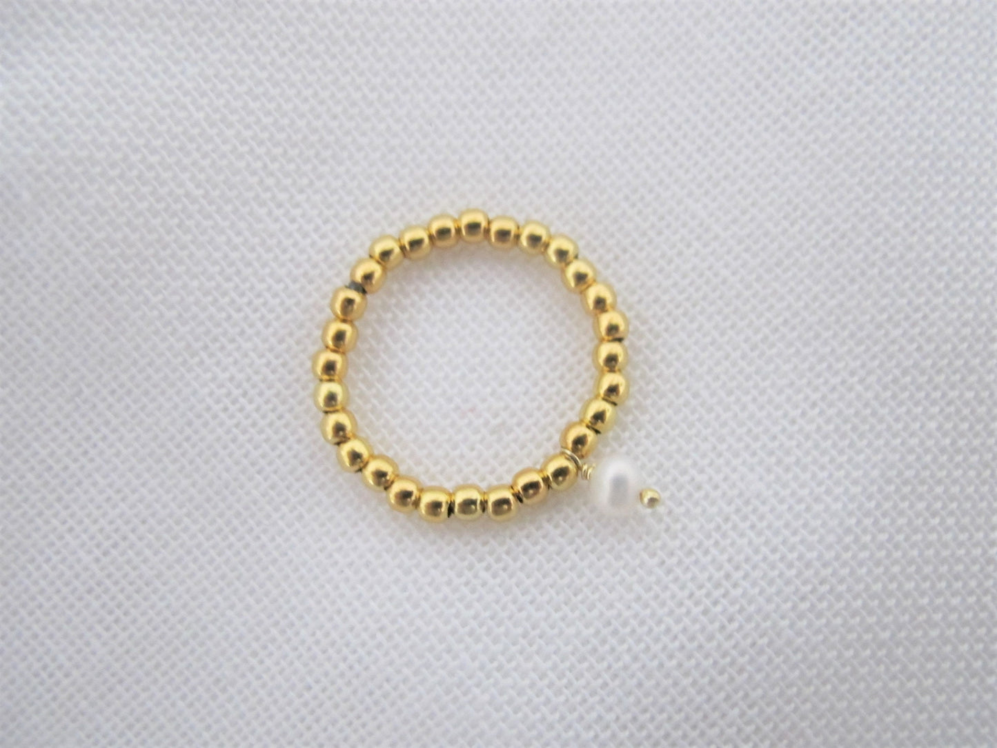 Kugelring Pearl 925 Silber vergoldet | Stapelring