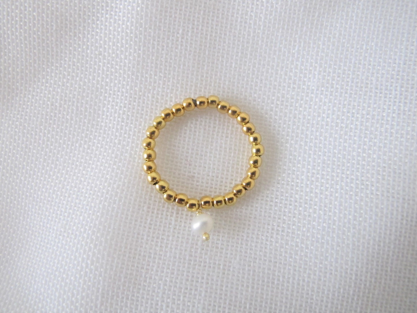 Kugelring Pearl 925 Silber vergoldet | Stapelring