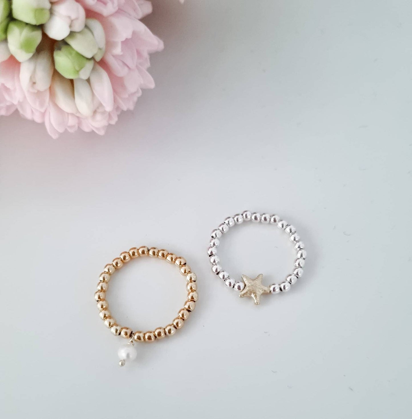 Kugelring Pearl 925 Silber vergoldet | Stapelring