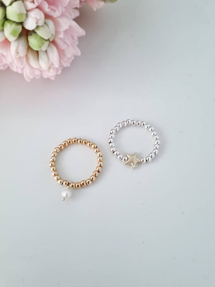 Kugelring Seestern 925 Silber | Stapelring