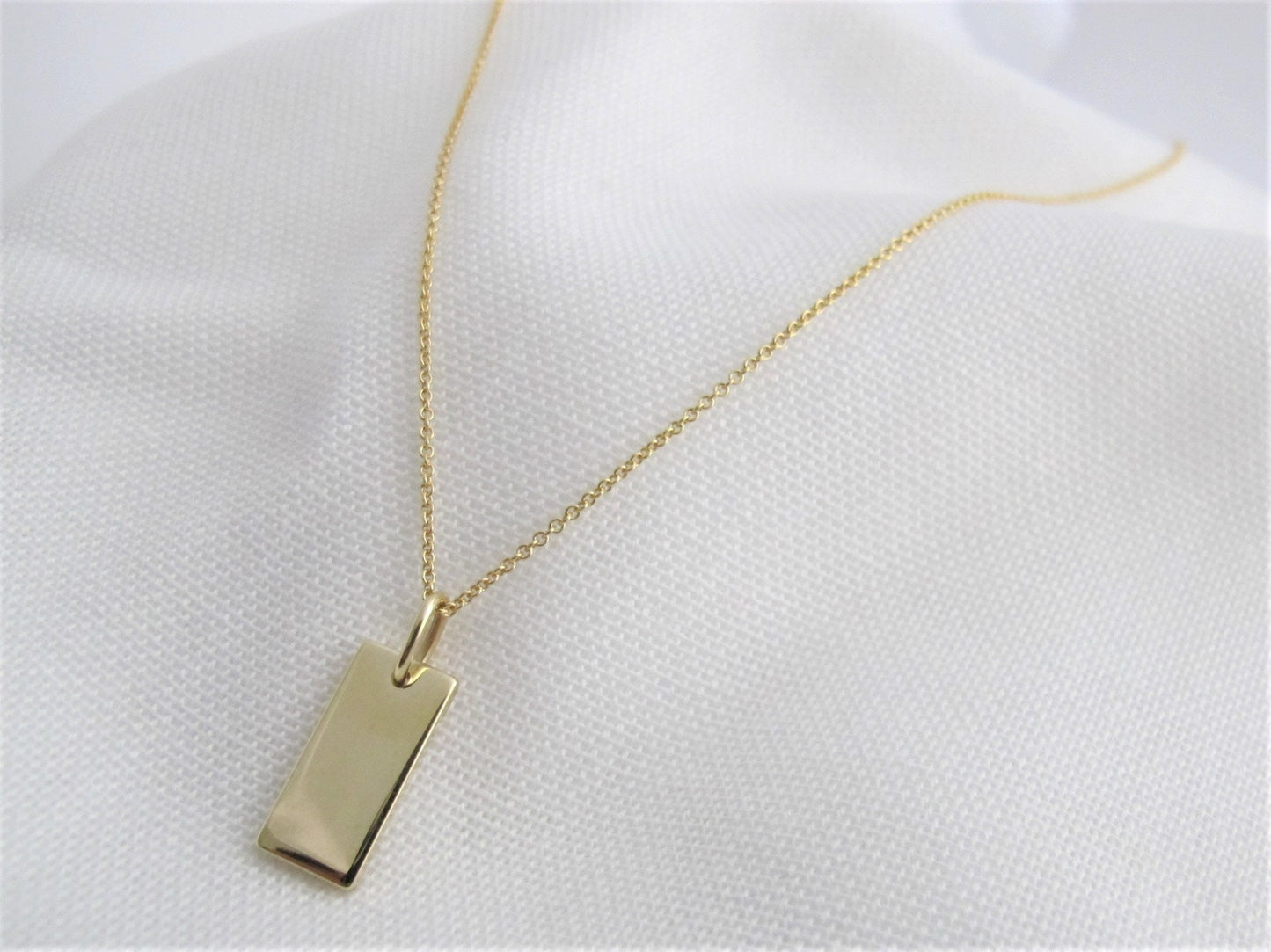 Kette mit Gravurplatte 925 Silber vergoldet | Silberkette mit Gravuranhänger