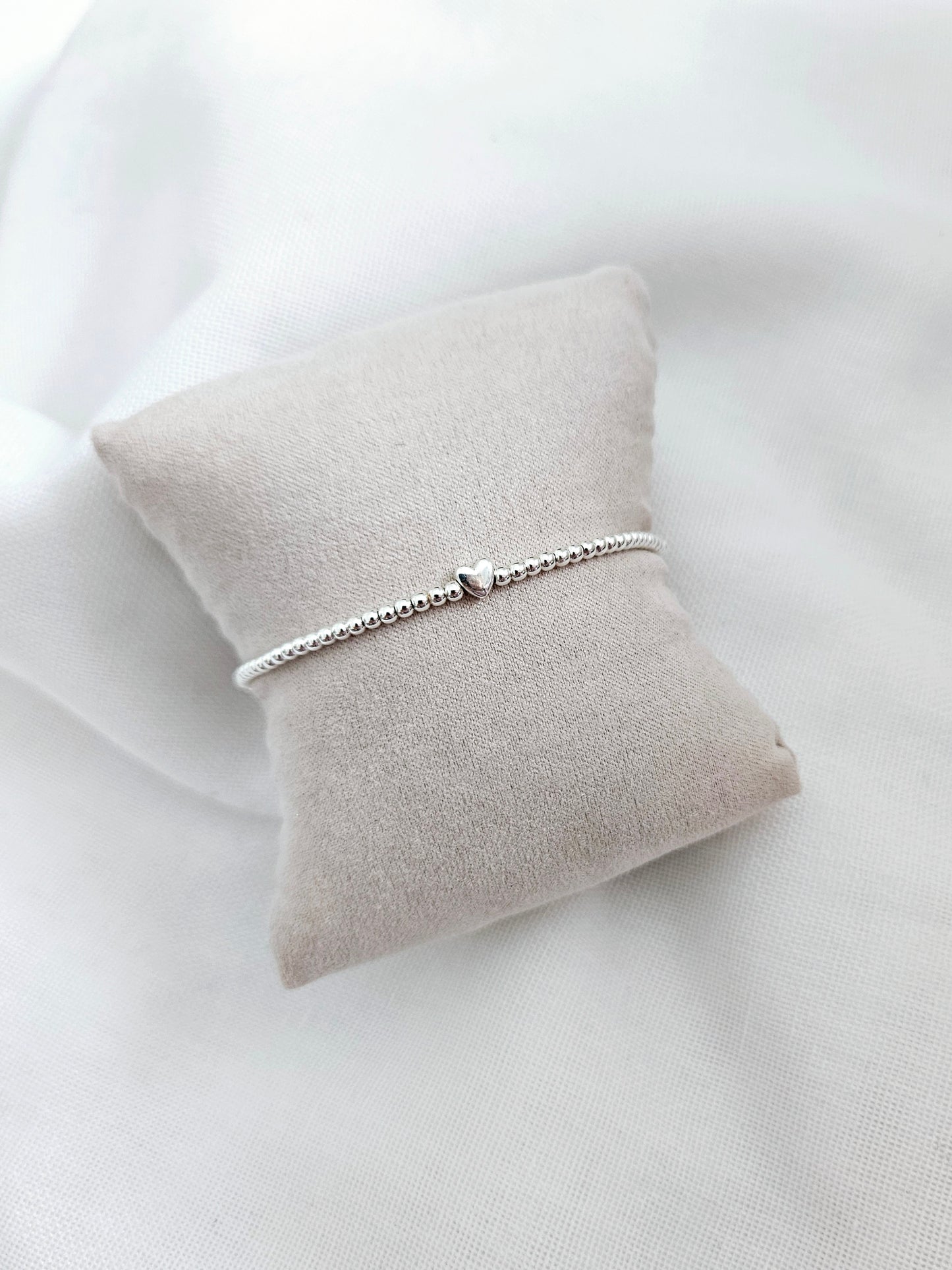 Kugelarmband Heart 925er Silber | Armband elastisch | Armband mit Herzperle