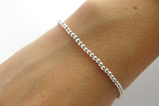 Kugelarmband 925 Sterling Silber 2,5mm | elastisches Kugelarmband | Silberarmband