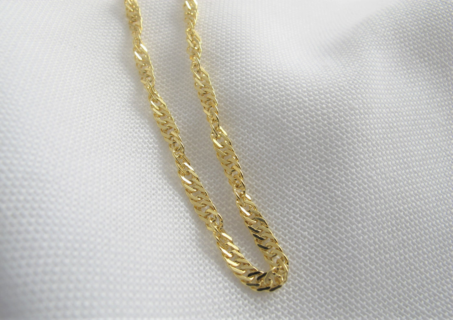 Kette CURLY 925er Silber vergoldet | breite Singapurkette | Silberkette vg.