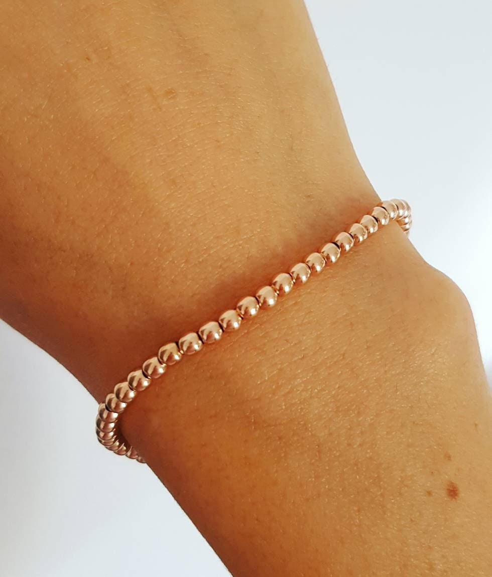 Kugelarmband Midi 925er Silber roségold | Perlenarmband | Armband elastisch